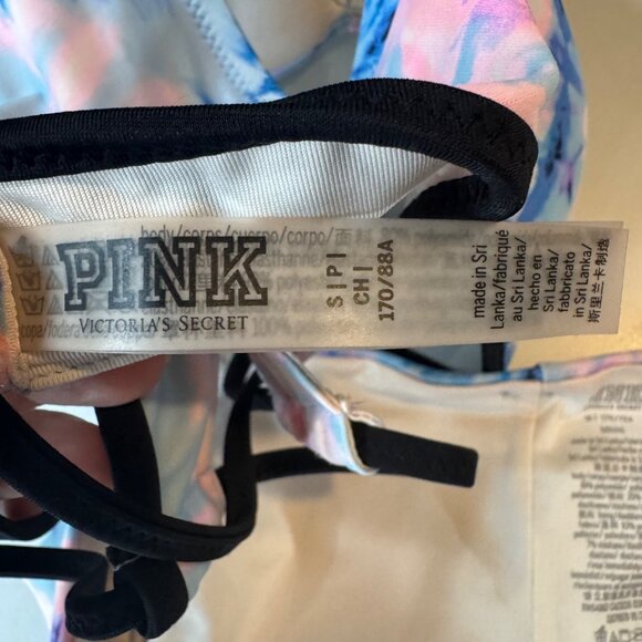 Pink Victorias Secret 2 Piece Bikini Swimsuit Womens Pink Blue Tie Dye Size S - Picture 5 of 16